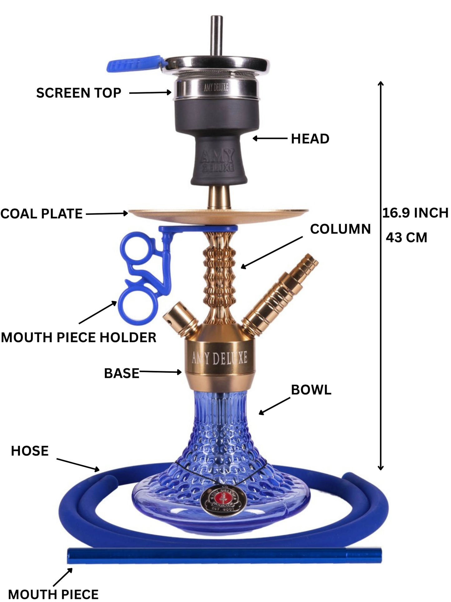 Amy Deluxe German hookah shisha set, 072.03 Alu Antique Berry Mini