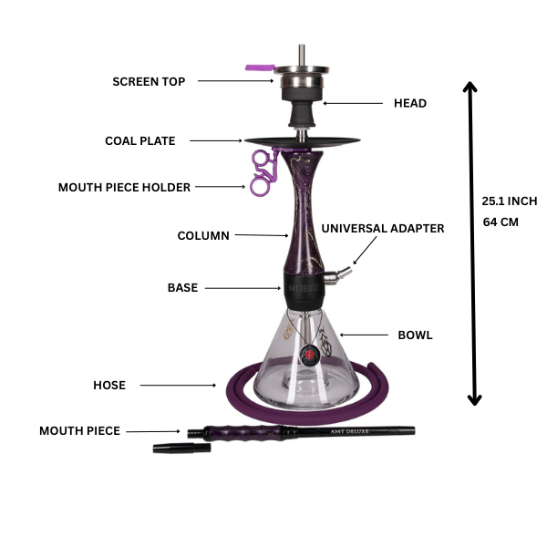 Amy Deluxe German hookah shisha set,Woodica 105.02, column that glows in the dark