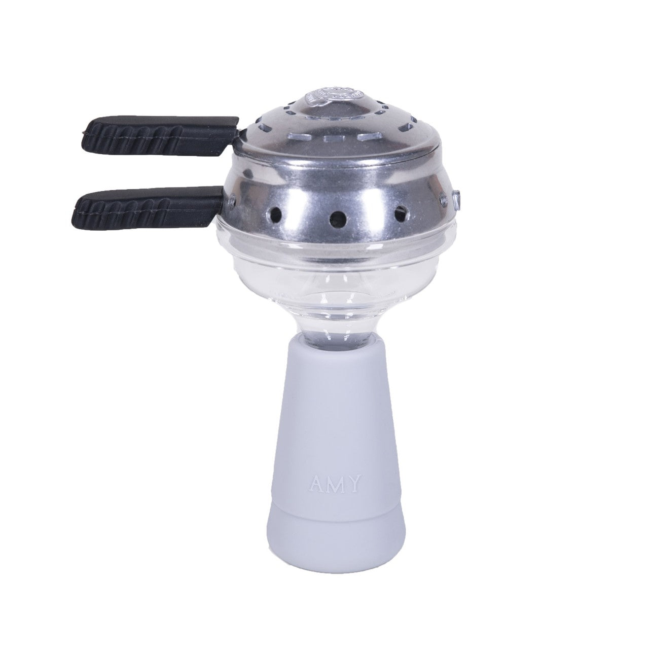 AMY Deluxe glass hookah shisha tobacco head with silicone-coated handle and smokebox GlasSi002